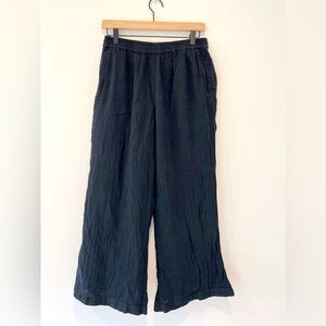 Mille resort travel beach cotton gauze wide leg cropped pull on pants black S